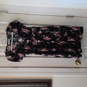 ARIZONA JEAN CO WOMEN'S JUNIOR SIZE BLACK FLORAL SUMMER DRESS SIZE XS